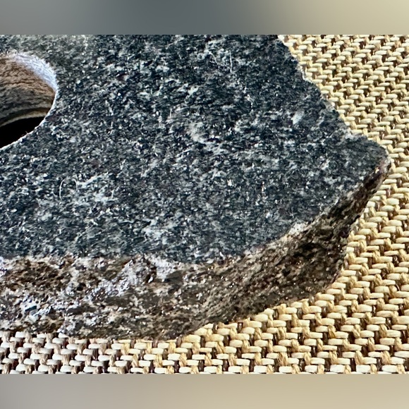 Vintage Flat Black Granite Rough Edge Organic Ikebana Japanese Bud Flower Vase - Picture 9 of 14